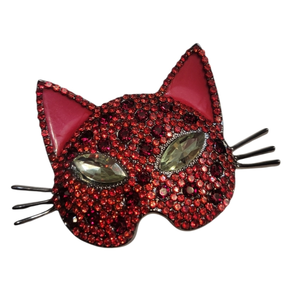 Whimsical Cat Mask Brooch - Picture 2 of 6